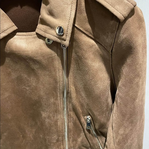 Camel Faux Leather Biker Jacket - Picture 3 of 3